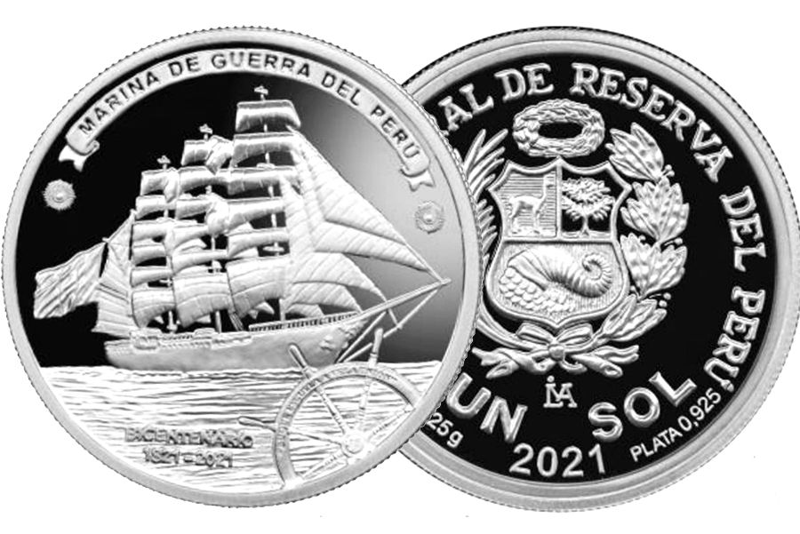 Moneda alusiva al bicentenario de la Marina de Guerra del Perú